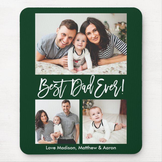 Mousepad Melhor Pai De Escoteiro De 3 Fotos Verde (Frente)
