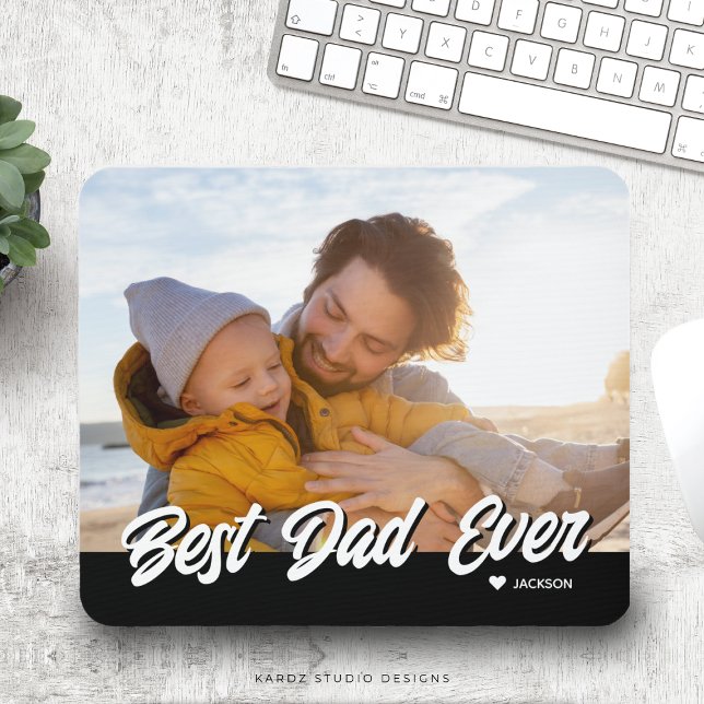 Mousepad Melhor Pai de Todos os Tempos Nome da Foto Present (Customize this mouse pad with your favorite photo and child´s name and make the best gift for dad.)