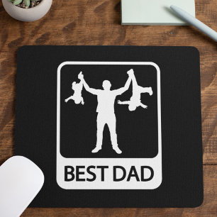 Mousepad Melhor Pai - Silhueta Divertida de Pai Segurando C