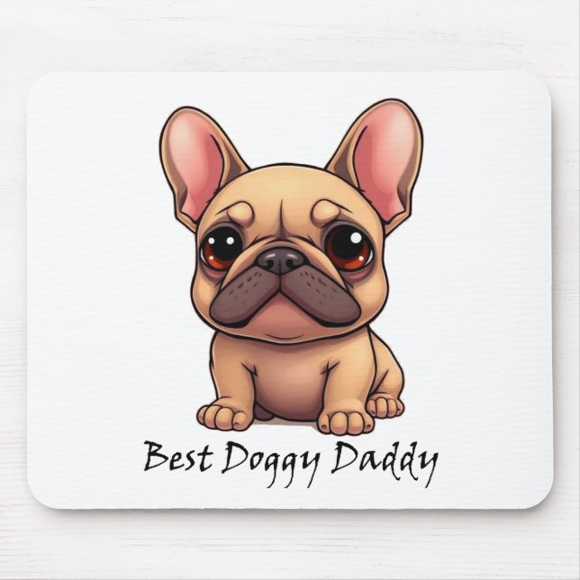 Mousepad Melhor Papai Cachorrinho Bulldog Francês Pet Cacho (Frente)