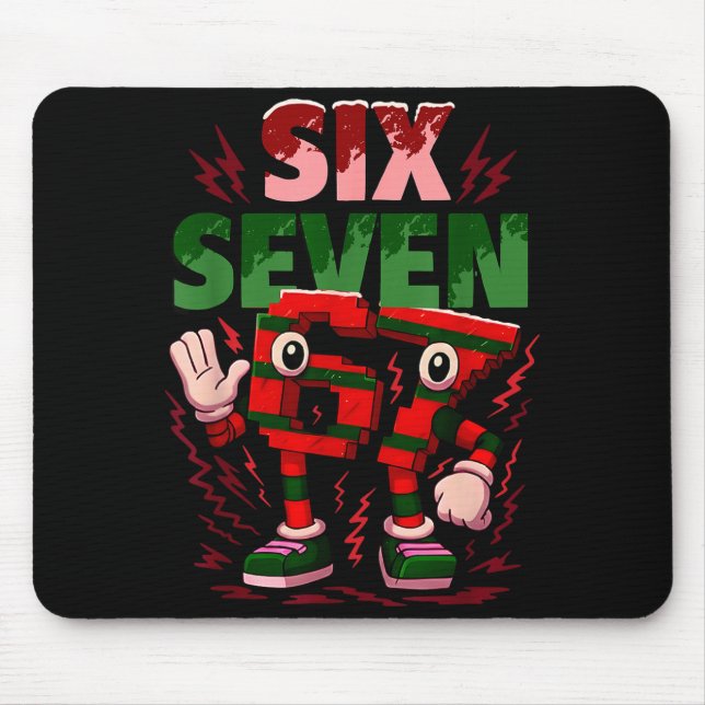 Mousepad Meme 6 7 Six Seven Italian Brainrot Christmas Red  (Frente)