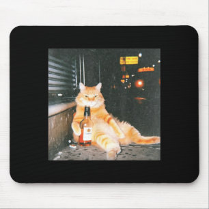 Mousepad Meme de Gato Bêbado Antigo na Rua Noturna Gato Eng