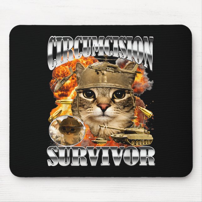 Mousepad Meme de Gato Sobrevivente à Circuncisão Bootleg En (Frente)