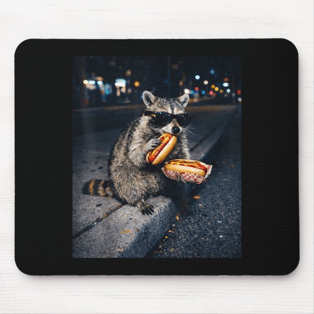 Mousepad Meme de Guaxinim Comendo Cachorro Quente Panda de  (Frente)