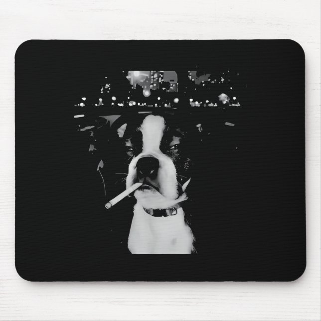 Mousepad Meme engraçado de cachorro fumando (Frente)
