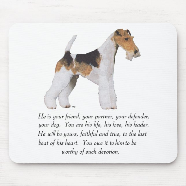 Mousepad Memória / Dedicação ao Wire Fox Terrier MACHO (Frente)