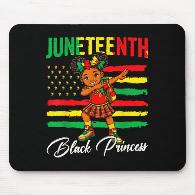 Mousepad Menina afro comemorando Juneteenth fazendo dabbing (Frente)