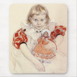 Mousepad Menina bonita com boneca (Arte infantil)