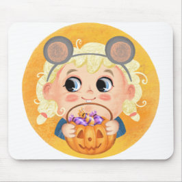 Mousepad Menina bonita em uma fantasia de Mousy Halloween