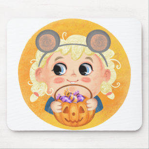 Mousepad Menina bonita em uma fantasia de Mousy Halloween
