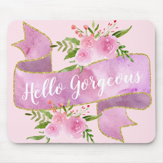 Mousepad Menina Bonito Floral Blush Rosa Altamente Belo Dou (Frente)