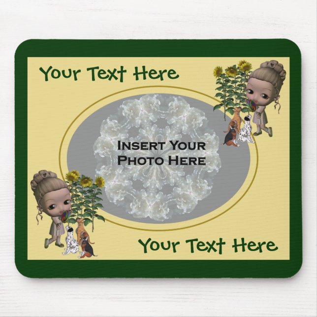 Mousepad Menina Com Foto De Cãezinhos (Frente)