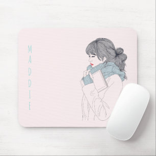 Mousepad Menina com ilustração gráfica legal do cachecol