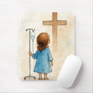 Mousepad Menina com suporte de IV e cruz