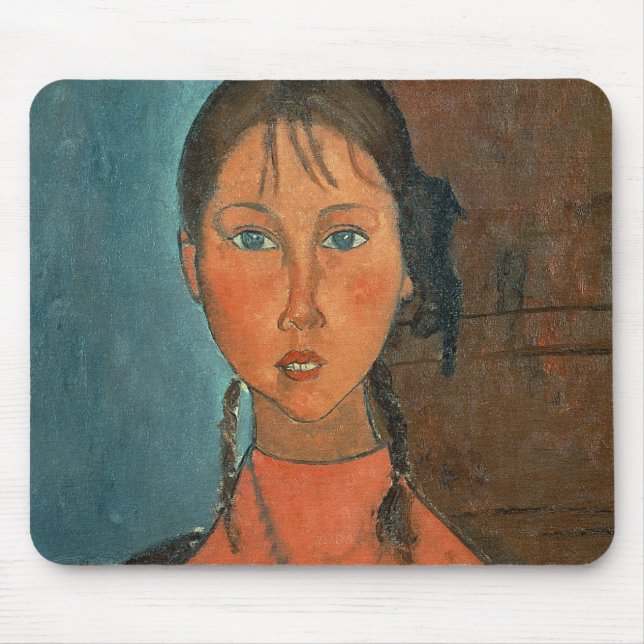 Mousepad Menina com tranças, c.1918 (óleo em canvas) (Frente)