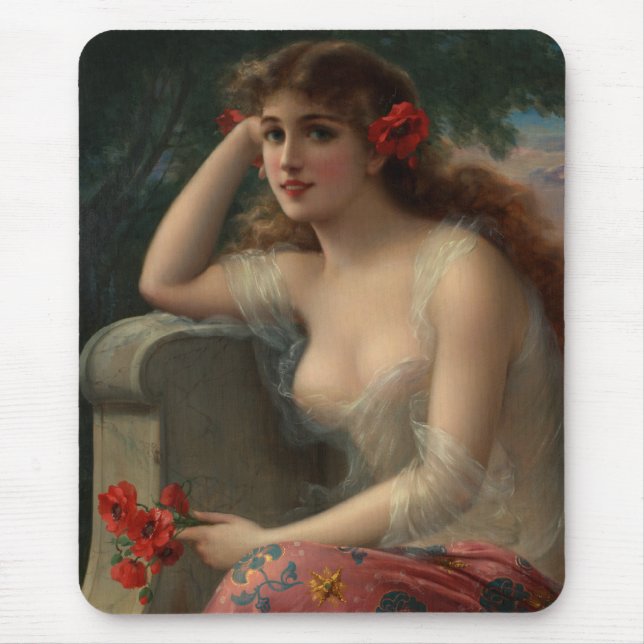 Mousepad Menina com uma Papoula (Frente)