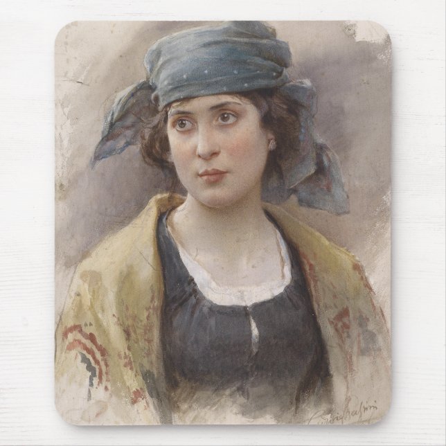 Mousepad Menina com véu verde (por Ludwig Passini) (Frente)