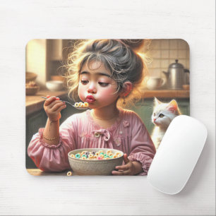 Mousepad Menina Comendo Cereal
