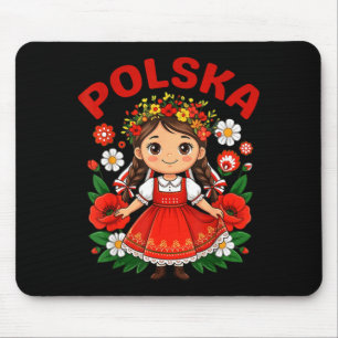Mousepad Menina Cute Polska Vestido Folclórico Tradicional
