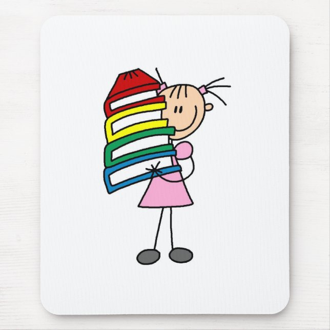 Mousepad Menina da vara com livros (Frente)