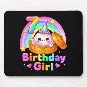 Mousepad menina de 7 anos fazendo aniversário kawaii anime 