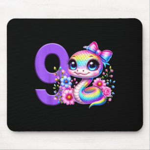 Mousepad Menina de 9 anos de idade Festa de cobra Arco-íris