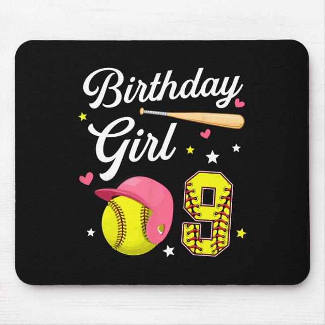 Mousepad Menina de 9 Anos de Idade Softll Nono Aniversário  (Frente)