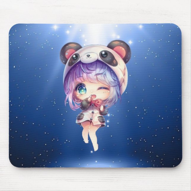 Mousepad Menina de animação Kawaii Panda (Frente)