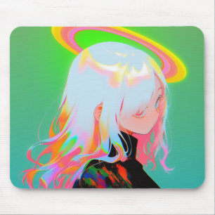 Mousepad Menina de animação Neon Halo Adorável Brilhante