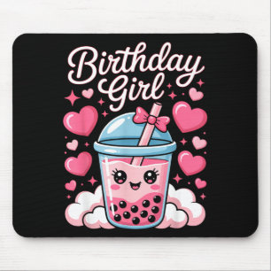 Mousepad Menina de Aniversário Chá de Bolhas com Laço Rosa