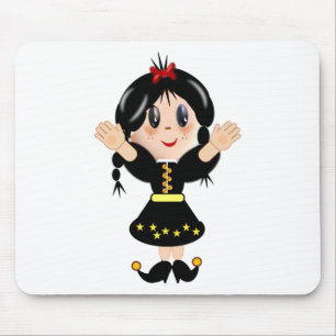 Mousepad Menina de desenho animado fofa e feliz