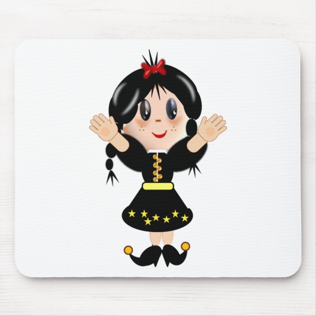 Mousepad Menina de desenho animado fofa e feliz (Frente)