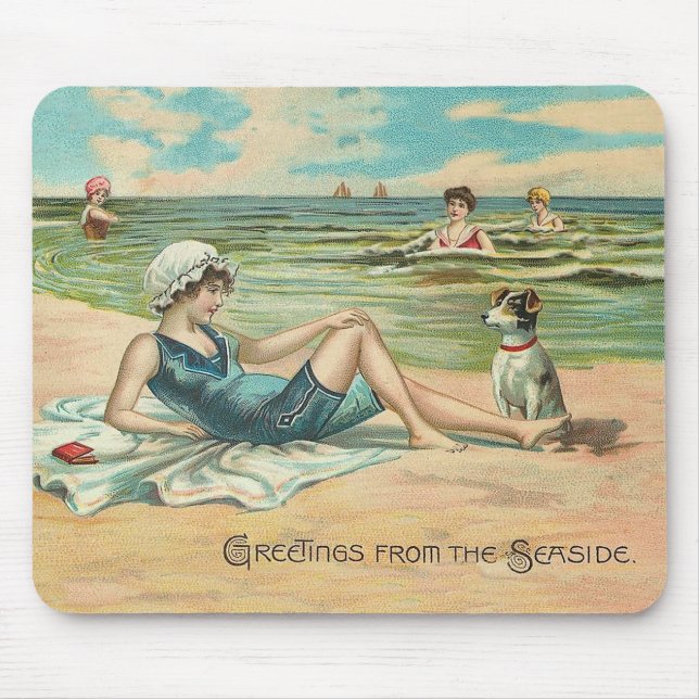 Mousepad Menina de maiô de praia vitoriana (Frente)