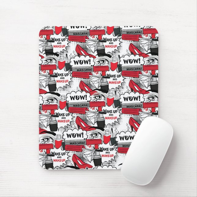 Mousepad Menina de maquiagem bonita - Bela kawaii e moda de (Com mouse)