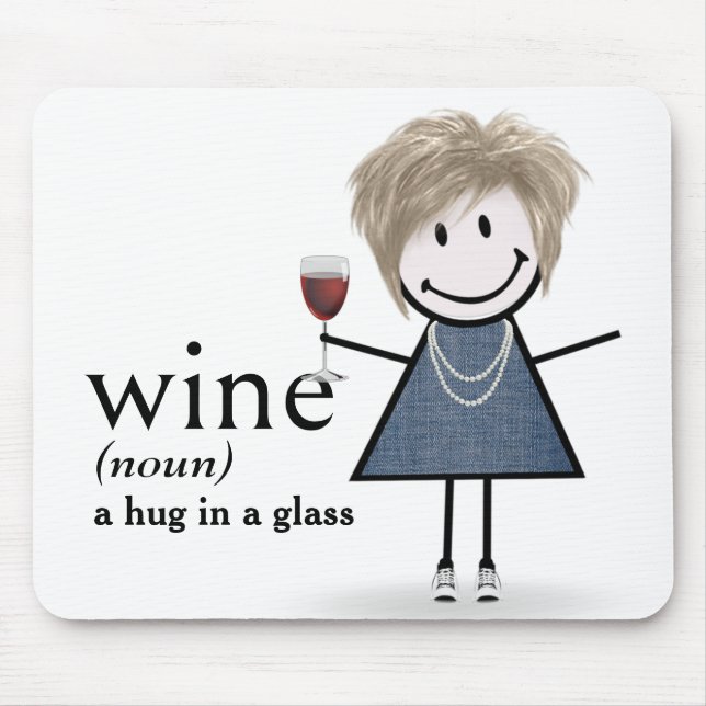 Mousepad Menina de Palito com Copo de Vinho (Frente)
