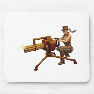 Mousepad Menina de Steampunk com arma