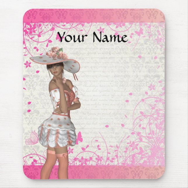 Mousepad Menina de verão rosa (Frente)