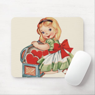 Mousepad Menina do Coração - Crianças Retron Cute