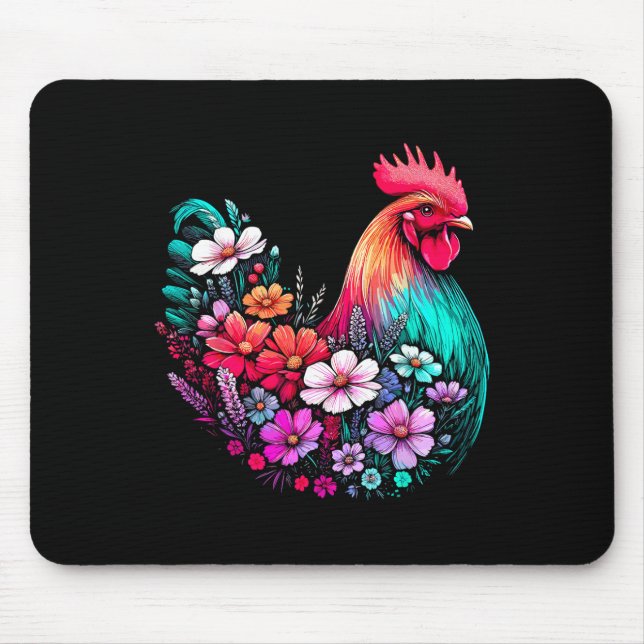 Mousepad Menina do Frango Floral Flor  (Frente)