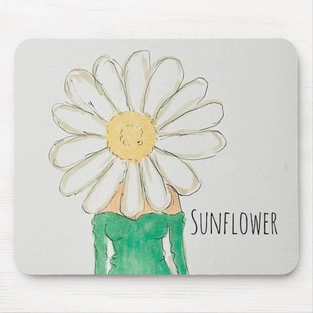 Mousepad Menina do Girassol Vestido Verde (Frente)