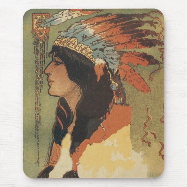 Mousepad Menina do indiano do vintage (Frente)
