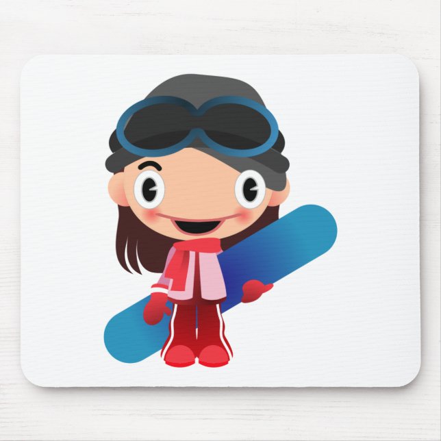 Mousepad Menina do Snowboarder dos desenhos animados (Frente)