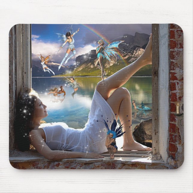 Mousepad Menina e tapete do rato das fadas (Frente)