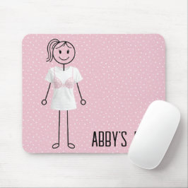 Mousepad Menina em forma de palito vestindo sutiã com laço