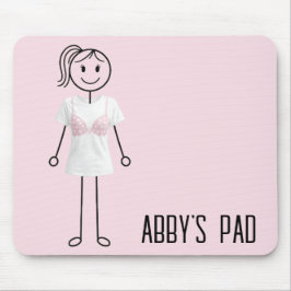 Mousepad Menina em forma de palito vestindo sutiã com laço