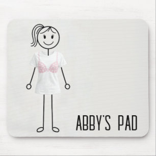 Mousepad Menina em forma de palito vestindo sutiã com laço 