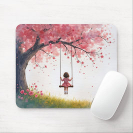 Mousepad Menina em uma árvore de cereja