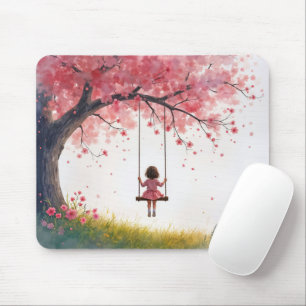 Mousepad Menina em uma árvore de cereja