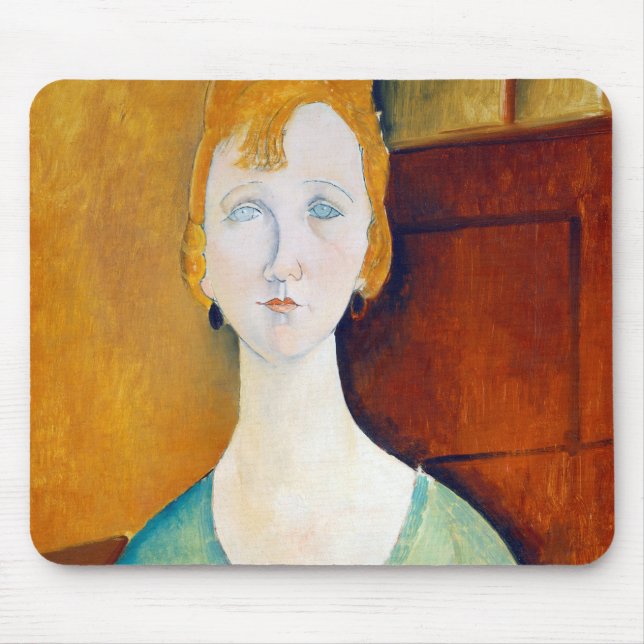 Mousepad Menina em uma blusa verde, Modigliani (Frente)