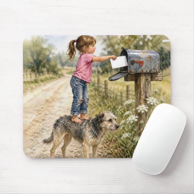 Mousepad Menina Enviando um Cartão (Com mouse)